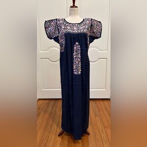 San Antonino Maxi Dress,Oaxaca Mexican dress.Hand Embroidered with Silk Thread.